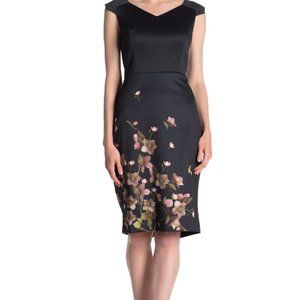 TED BAKER London Navy Floral Print HILLDI Midi Dress (Size: 1)